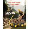 1200 Lbs Steel Garden Cart, Heavy Duty Pullable Garden Wagon Yard Cart, 2 in 1 Outdoor Metal Utility Wagon Yard Trailer with 13" All Terrain Tires