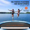 Inflatable Water Bouncer, 13ft Recreational Water Trampoline, Portable Bounce Swim Platform with 3-Step Ladder & Electric Air Pump