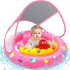 Baby Pool Float with Canopy, Inflatable Baby Swim Float with UPF50+ Sun Protection