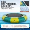 Inflatable Water Bouncer, 12ft Recreational Water Trampoline, Portable Bounce Swim Platform with 3-Step Ladder & Electric Air Pump