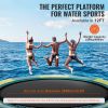 Inflatable Water Bouncer, 12ft Recreational Water Trampoline, Portable Bounce Swim Platform with 3-Step Ladder & Electric Air Pump