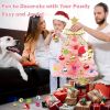 4 Pcs Solar Christmas Tree Pink, Outdoor Christmas Decorations, 80 LED Waterproof Solar Christmas Lights