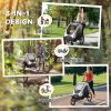 Child Bike Trailer 3 In1 Foldable Baby Trailer Transport Carrier with Shock Absorber System Rubber Tires Adjustable Handlebar