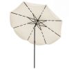 10 Ft Solar Powered Patio Umbrella with 24 LED Lights, Beige Outdoor Market Umbrella
